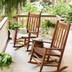 Natural Wood Frame Rocking Chair with Slat Seat